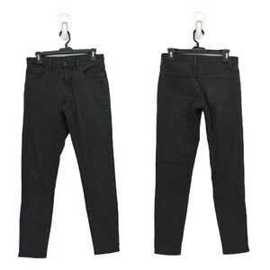 UNIQLO Women S 26-27 inches EZY Jeans Black Denim Slim Tapered Mid Rise FLAW